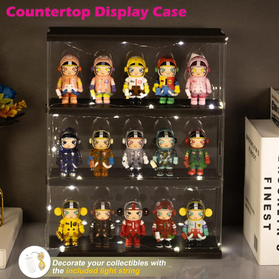 Nynelly 3 Ebenen Vitrine für Sammlung aus Acryl, Wand-Box, transparente Vitrine mit Tür für Mini Fun