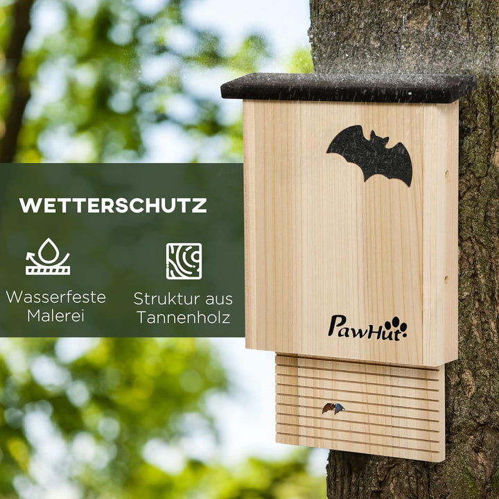 PawHut Fledermauskasten 3er Set aus Tannenholz Fledermaushaus Nistkasten für Fledermäuse zum Aufhäng