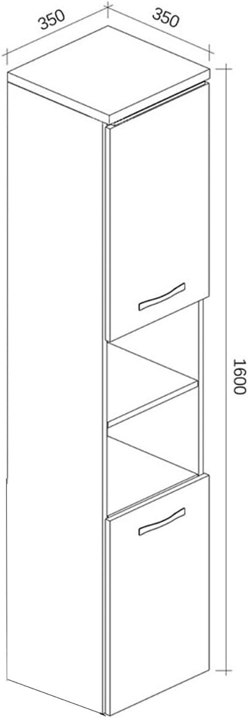 Badplaats Badezimmerschrank Paso 35 x 35 x 160 cm Beton Grau - Hoch Badschrank Mit 2 Türen Beton Hoc