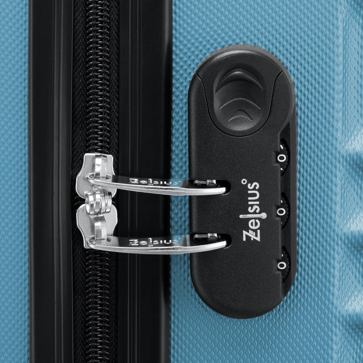 Zelsius Koffer Set 4 Stück, Stahlblau | ABS Hartschalenkoffer mit Zahlenschloss, 4 Rollen und Innen