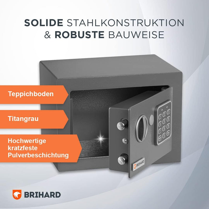 Brihard Junior Elektronischer Safe 17x23x17cm - Kleiner Safe Elektronischer mit Code - Digitales LED