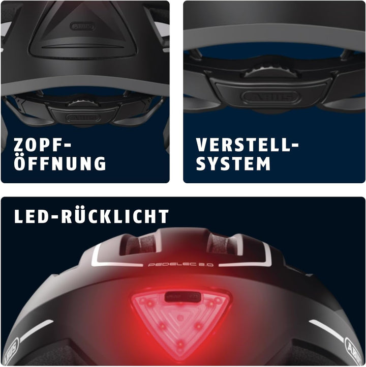 ABUS Stadthelm Pedelec 2.0 ACE - Fahrradhelm mit Rücklicht, Visier, Regenhaube, Ohrenschutz - für Da