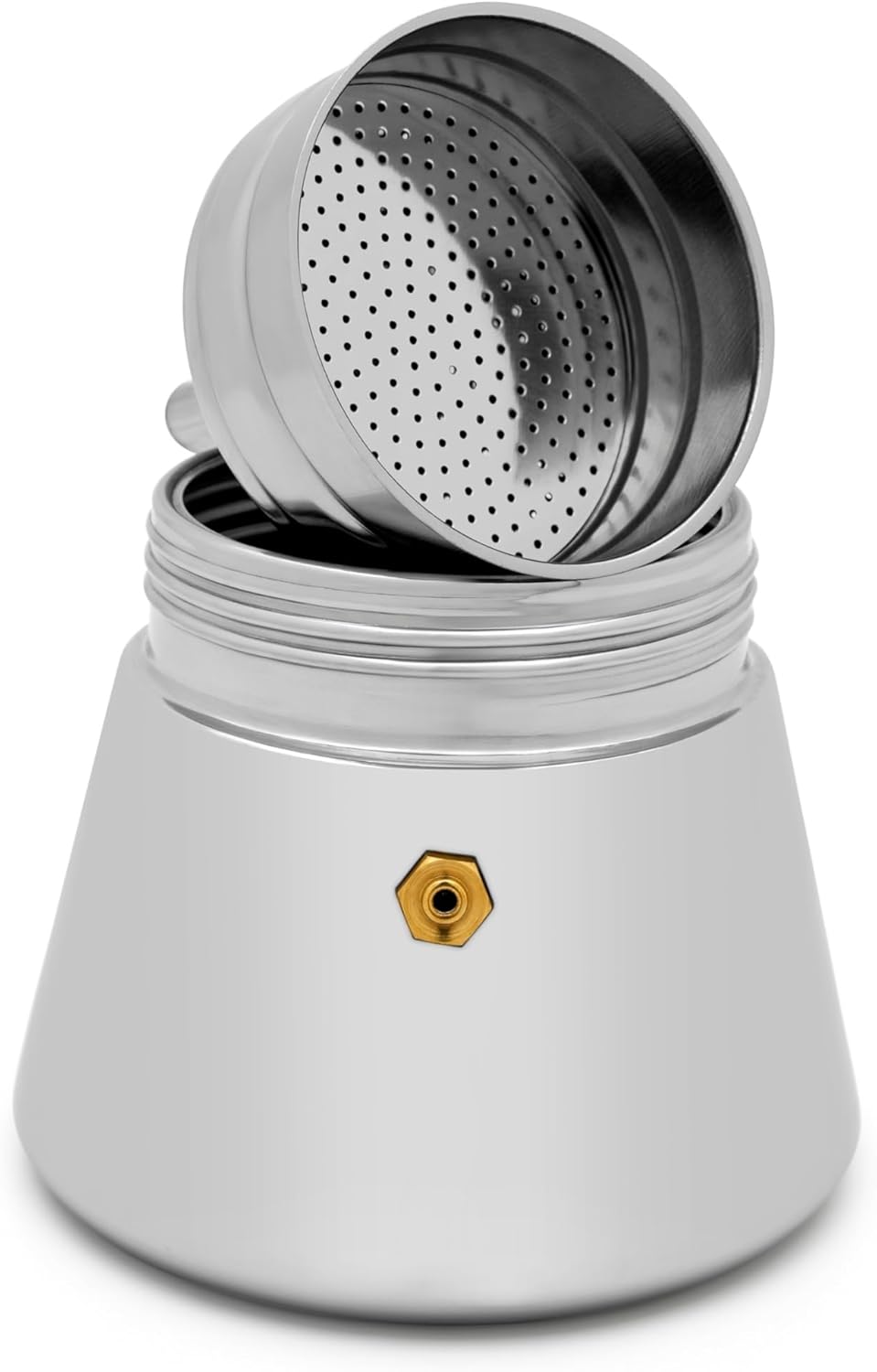 Leopold Vienna Espressokocher Induktion Edelstahl Kaffeezubereiter mit Edelstahl-Filter für 4 Tassen