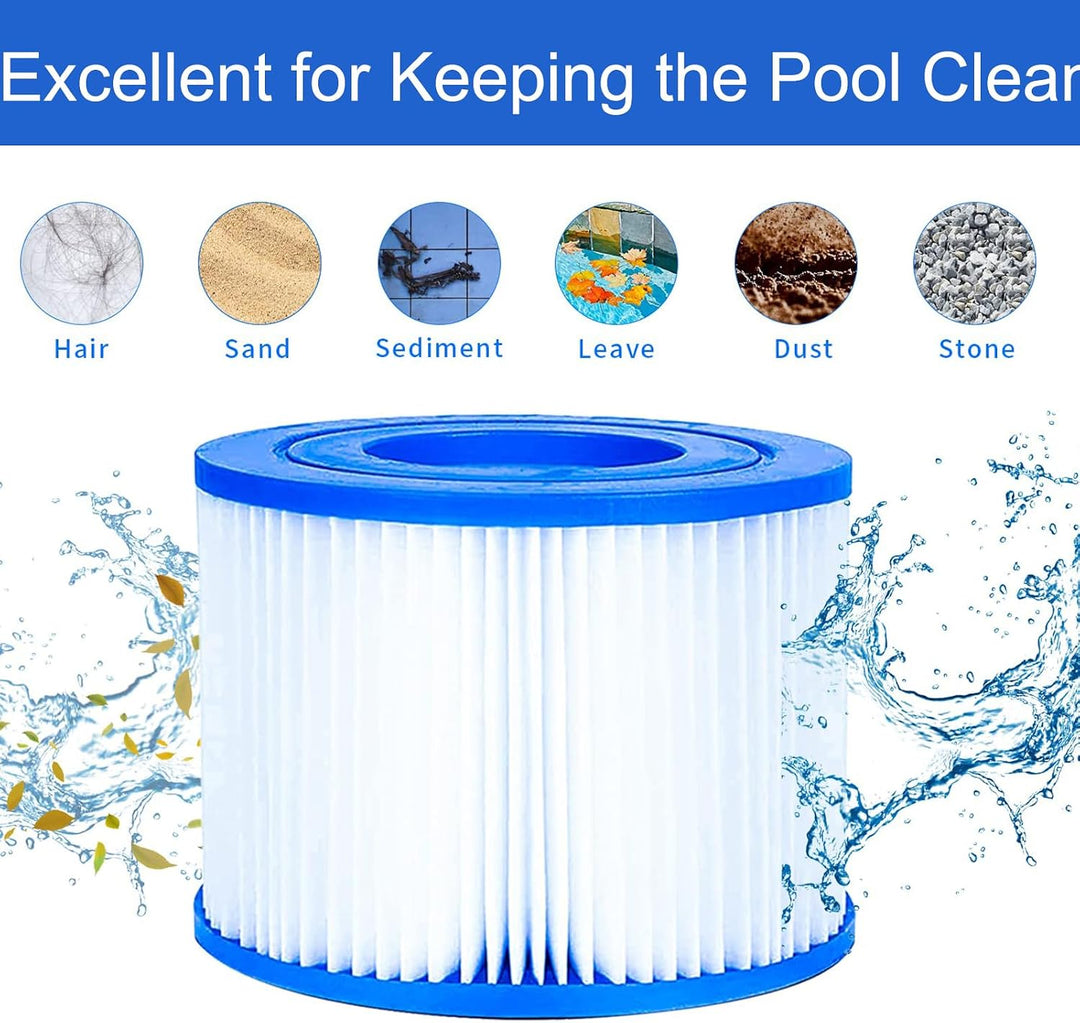 6 Stück Filterkartusche für Pool Typ VI, Filterkartuschen Pool für Bestway Pool Filter für Lay Z Spa