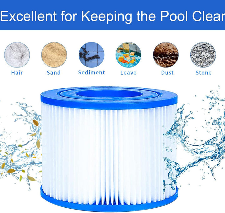 6 Stück Filterkartusche für Pool Typ VI, Filterkartuschen Pool für Bestway Pool Filter für Lay Z Spa