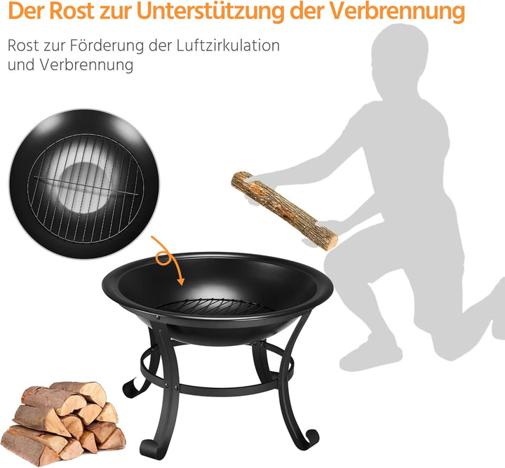 Yaheetech Ø 54cm Feuerschale mit Funkenschutz, Outdoor Feuerstelle Feuerkorb, Fire Pit, Feuerschalen