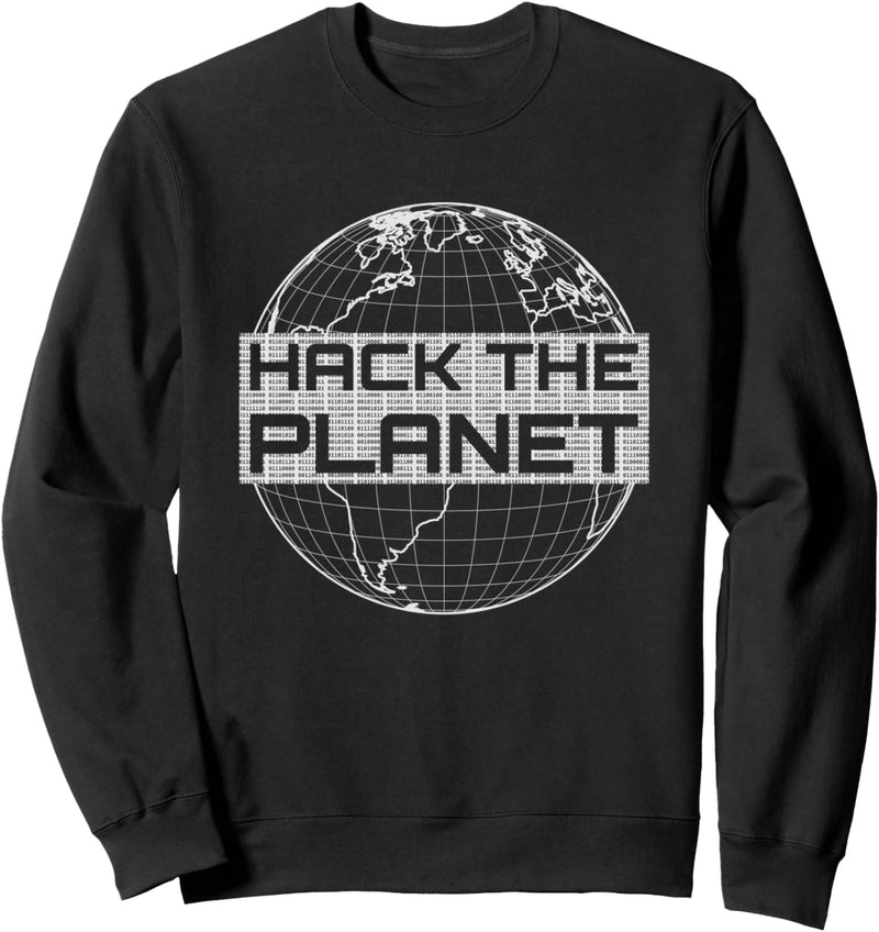 Hack the Planet - Hellgrauer Globus Computer Hacker Design Sweatshirt