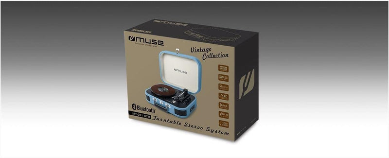 Muse MT-201 Retro Plattenspieler mit Bluetooth, eingebaute Stereo Lautsprecher und USB (RCA-Ausgang,