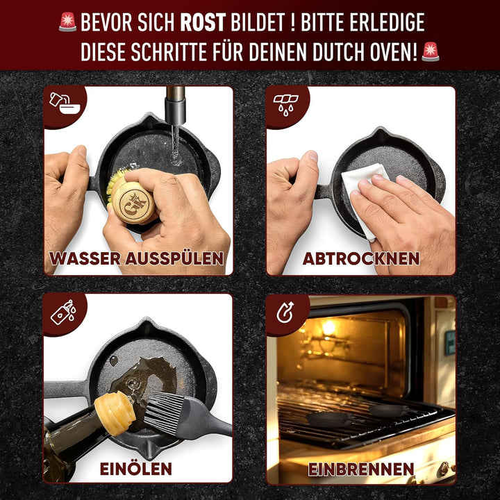 GUSSKÖNIG Bratpfanne Gusseisen (6er Set) - Gusseisenpfanne klein Ø 13,5 cm - 6x kleine Pfanne Gussei