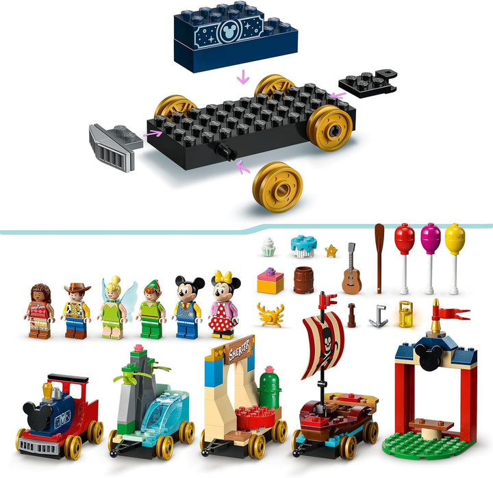 LEGO 43212 Disney: Disney Geburtstagszug Set mit Moana, Woody, Peter Pan und Tinker Bell Zug-Spielze