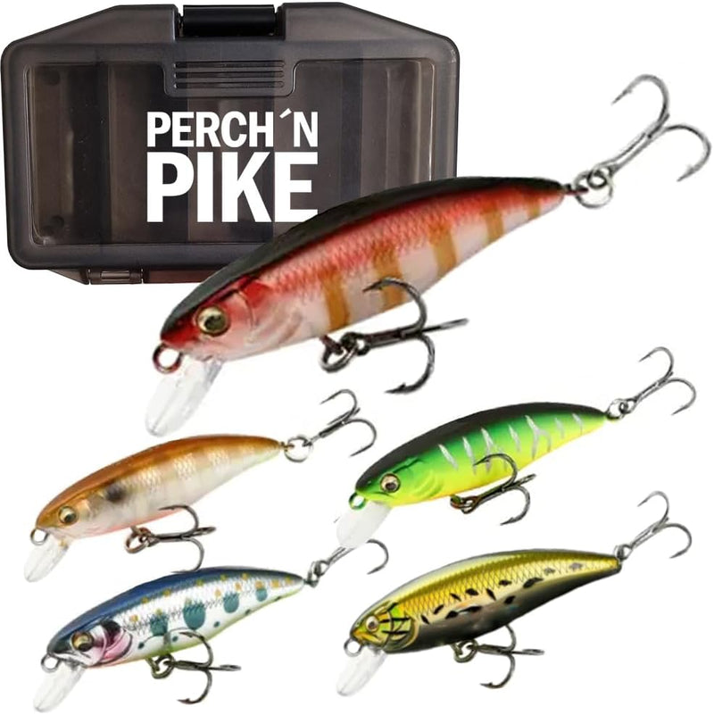 Wobbler im 5er Set für Forelle & Barsch, 5,5cm, Kunstköder Set für Spinnfischen, Minnow Köder sinken