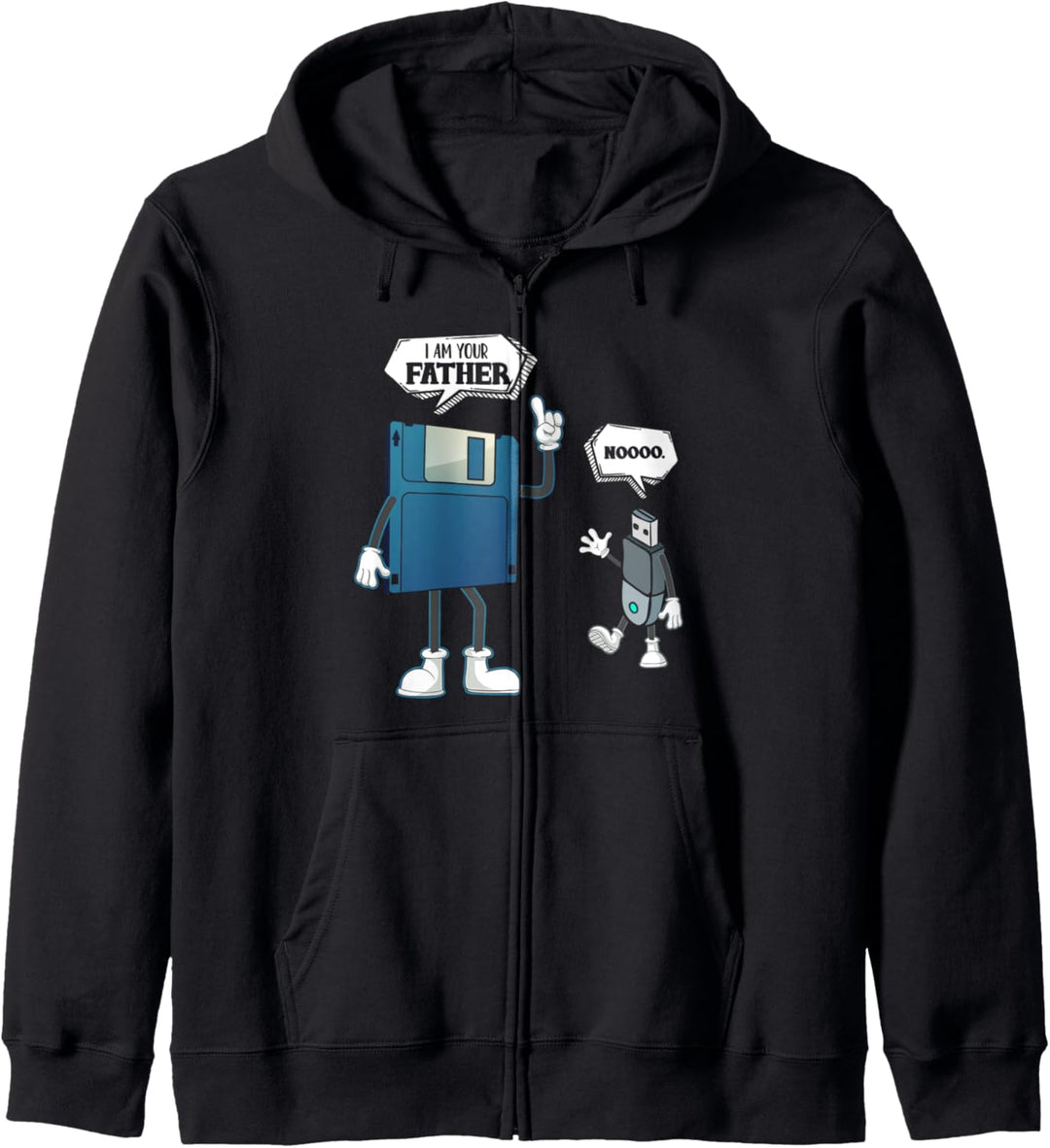 Diskette Und USB Vater Und Sohn Nerd Geek Computer Kapuzenjacke