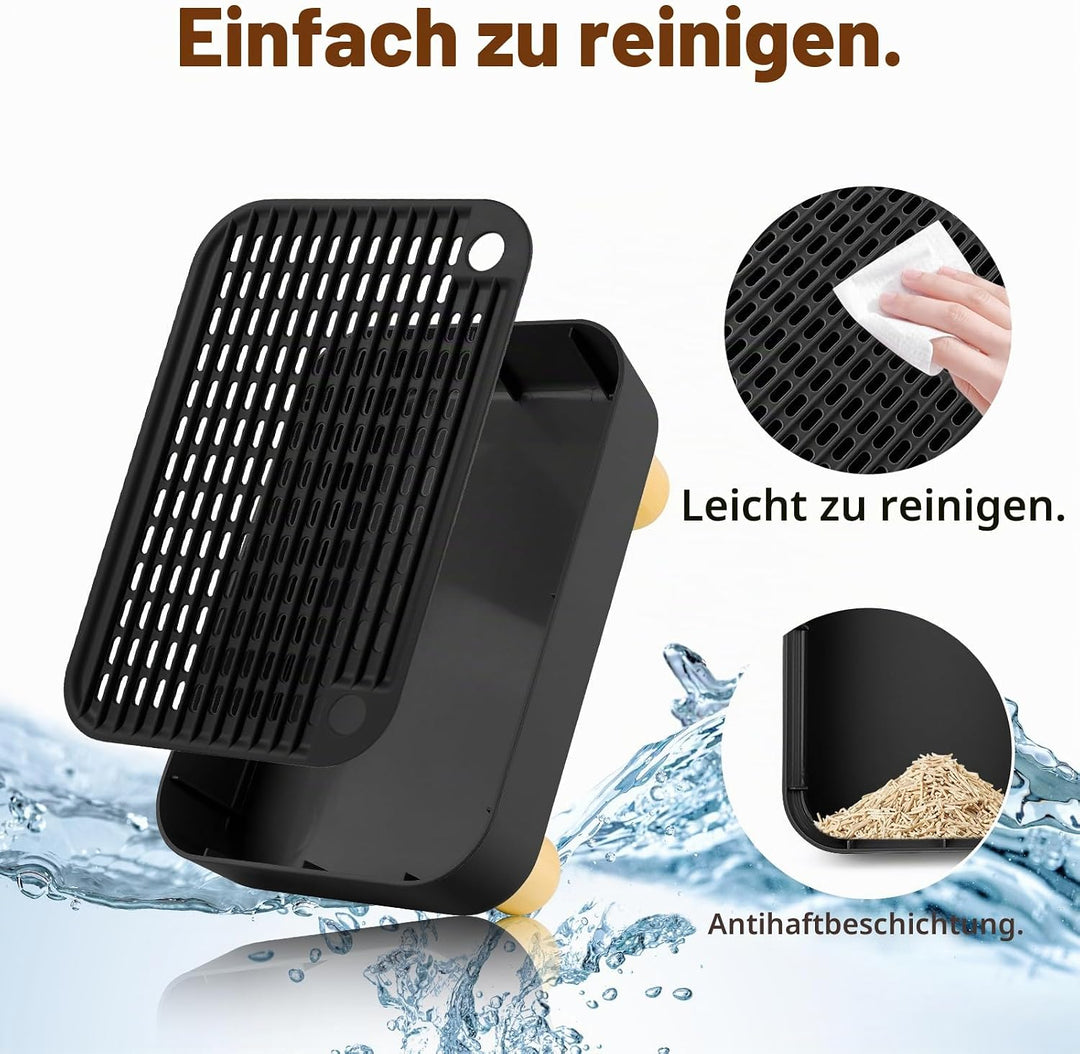 Erhöhte Katzenklo-Rampe, Katzentreppe mit Holzfüssen, Katzenstreu-Filterpedal für automatische selbs