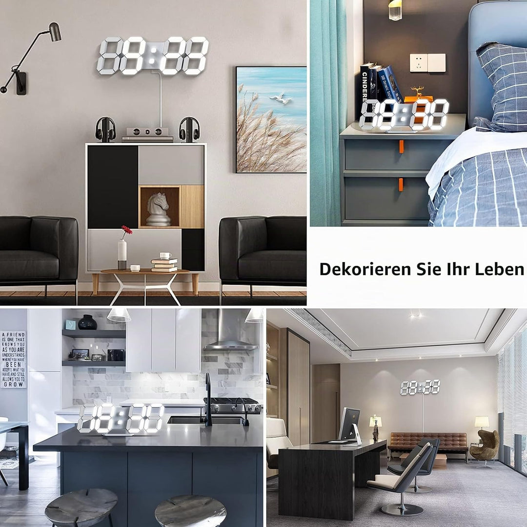 EDUP HOME 3D LED Digital Wanduhr Tabelle Wecker 12/24 Stundenanzeige mit Snooze Funktion Automatisch