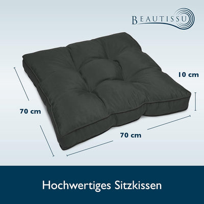 Beautissu Lounge Outdoor Kissen 70x70x10 cm – Outdoor Kissen Wasserfest & Schmutzabweisend - Polster