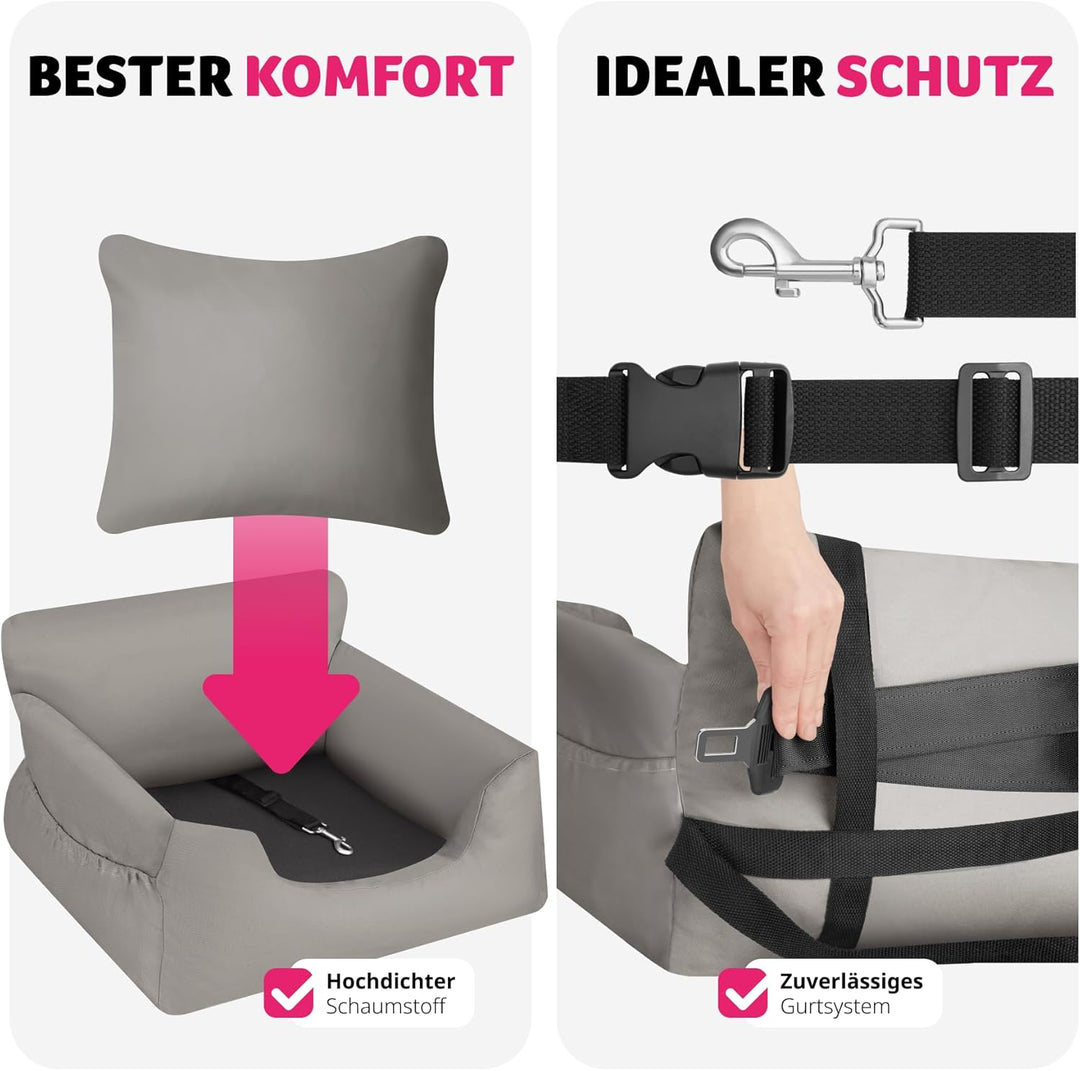 tectake® Hundesitz, Autositz für Hunde, Hunde Autositz für Rückbank, Beifahrer oder Rücksitz, Reiseb