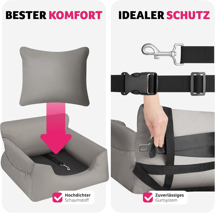 tectake® Hundesitz, Autositz für Hunde, Hunde Autositz für Rückbank, Beifahrer oder Rücksitz, Reiseb