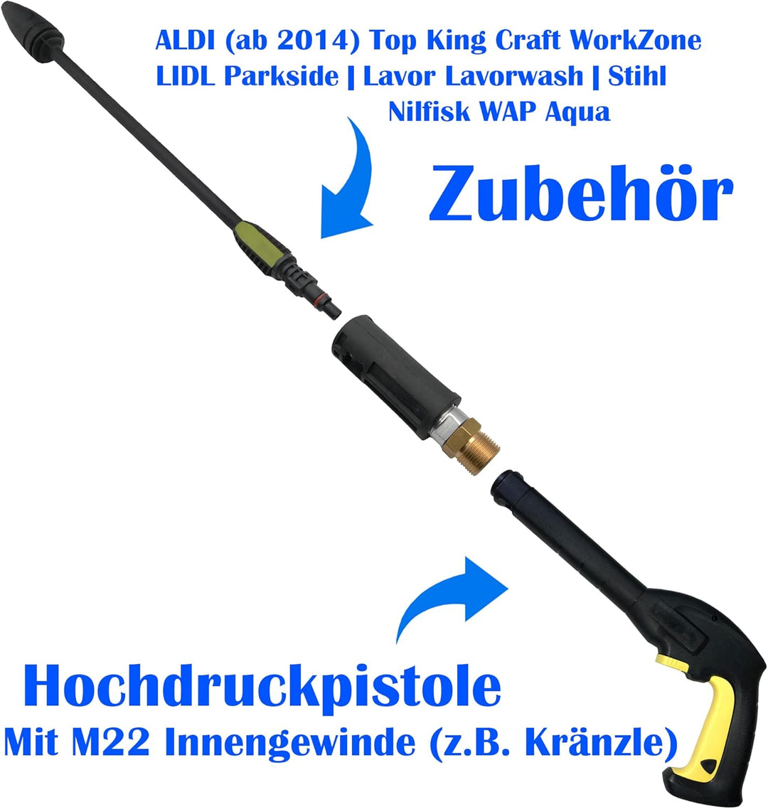 Bajonett Adapter für Kärcher Zubehör auf M22 Aussengewinde z.B. Kränzle Oertzen Wilms (M22 AG - Krän