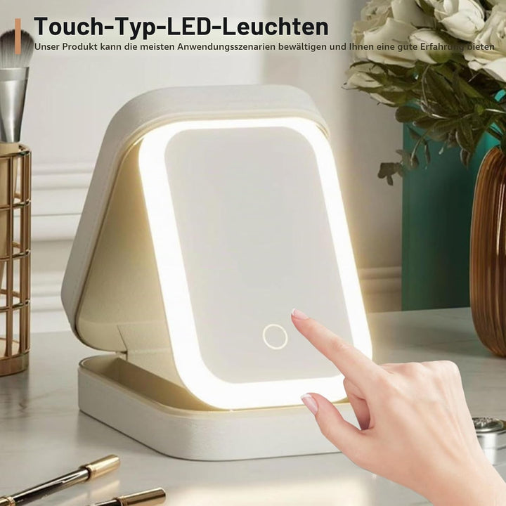 Vegena Make-Up-Aufbewahrungsbox Mit Lichtfüllendem Spiegel, Kosmetiktasche Mit Beleuchtetem Spiegel