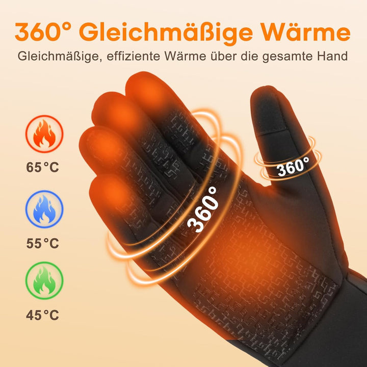 Beheizbare Handschuhe für Herren Damen, Wiederaufladbare Beheizte Handschuhe mit Touchscreen, Wasser