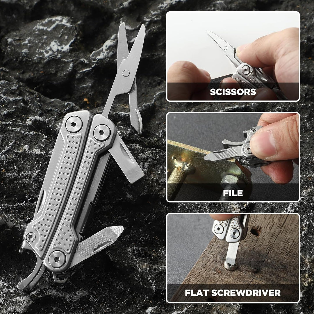 VIRENKNIFE Multitool, 11-in-1 Mini EDC Multitool, Geschenk für Männer, Multifunktionszange aus Edels