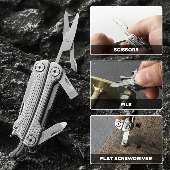 VIRENKNIFE Multitool, 11-in-1 Mini EDC Multitool, Geschenk für Männer, Multifunktionszange aus Edels
