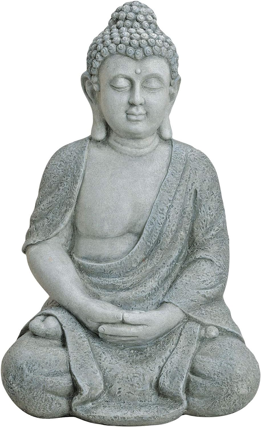 Worldconnection XXL Grosser Buddha 62 cm aus Polyresin (ähnlich Einer Steinfigur) Garten Deko Figur