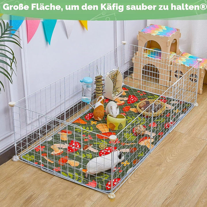 2 Pack Wiederverwendbare Unterlage für Meerschweinchen,Waschbar,Kleintier Matten für Kaninchen,Hamst