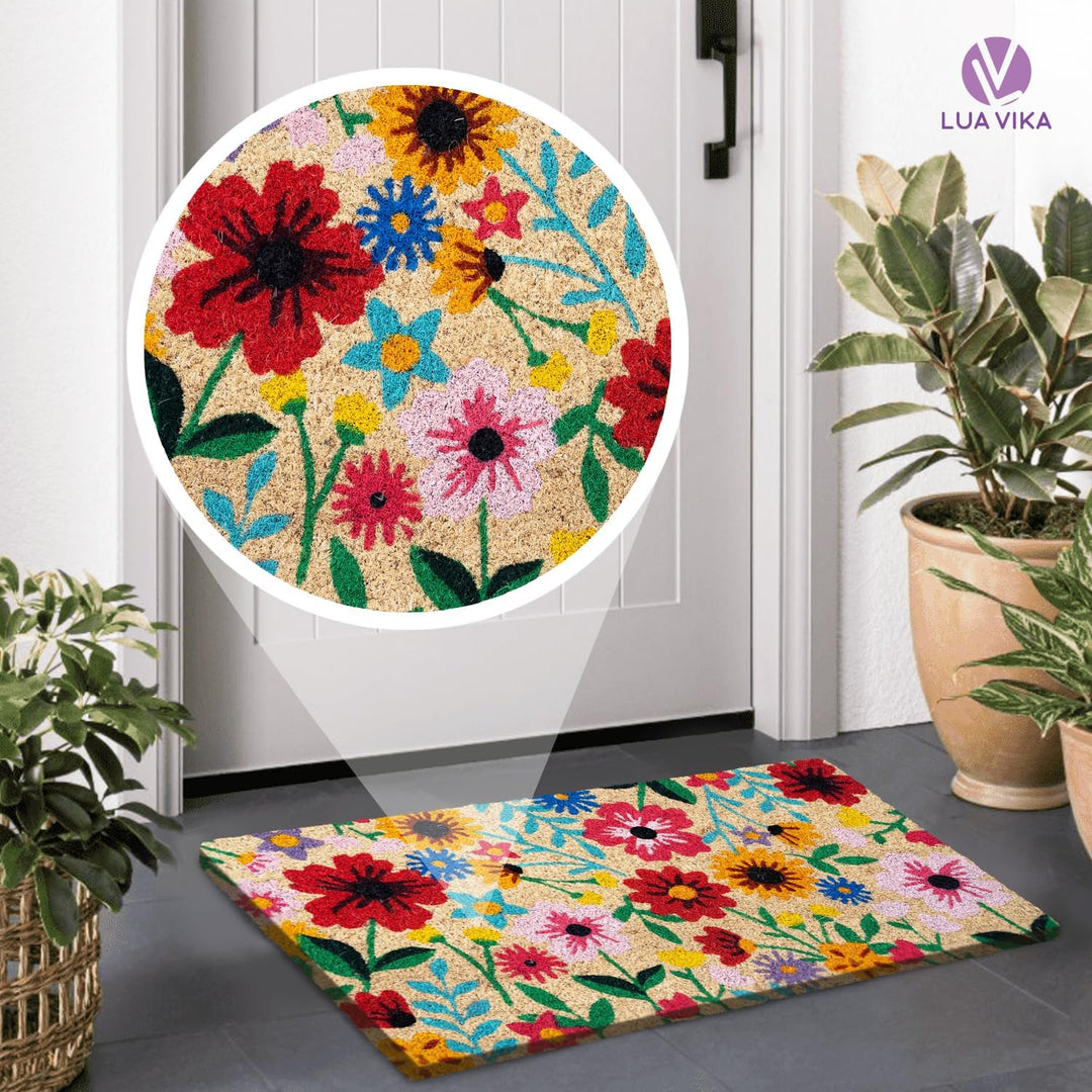 Fussmatte Kokos - Botanisch - 40x70 cm - Fussmatte Aussen und Innen - Fussmatten Haustür - Türmatte