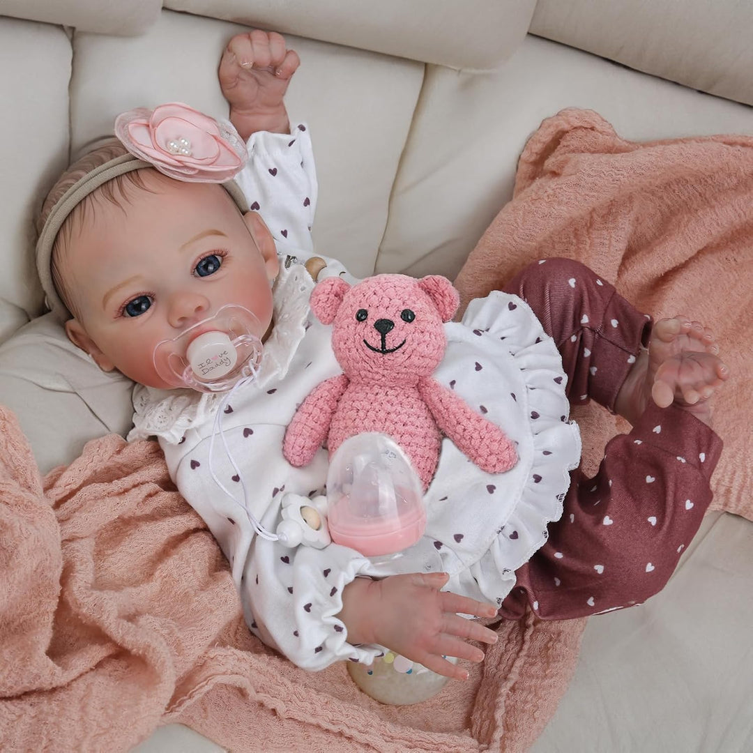 ZIYIUI 20 Zoll 50 cm Reborn Babypuppe wie Echtes Baby Weiche Silikon Vinyl echt Babypuppen Lebensech