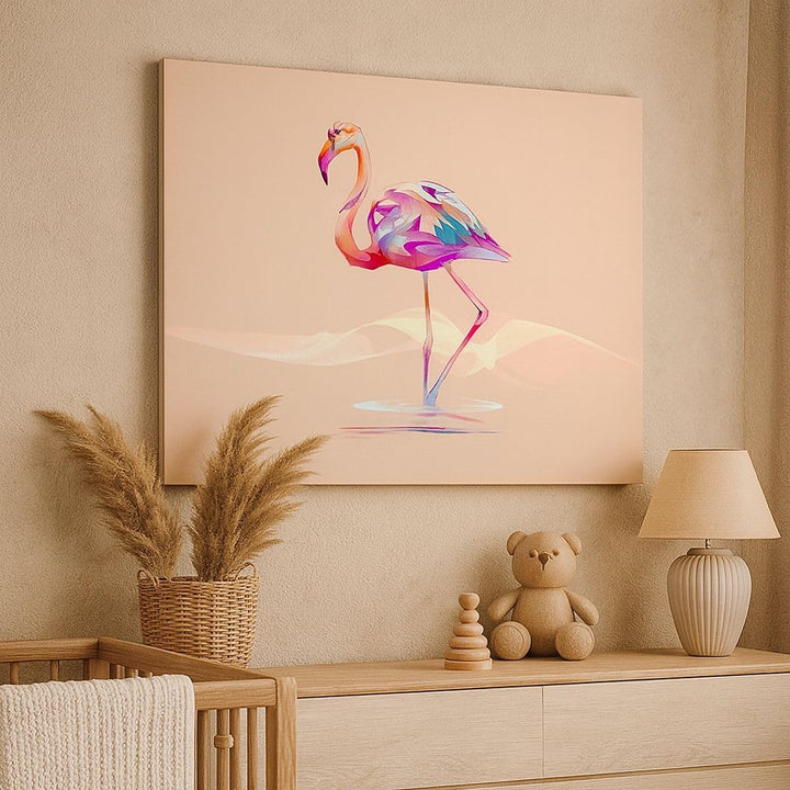 ARTTOR Bilder auf Leinwand 100x70cm Leinwandbild Flamingo Vogel Wasser Gross Wanddeko Bild Schlafzim