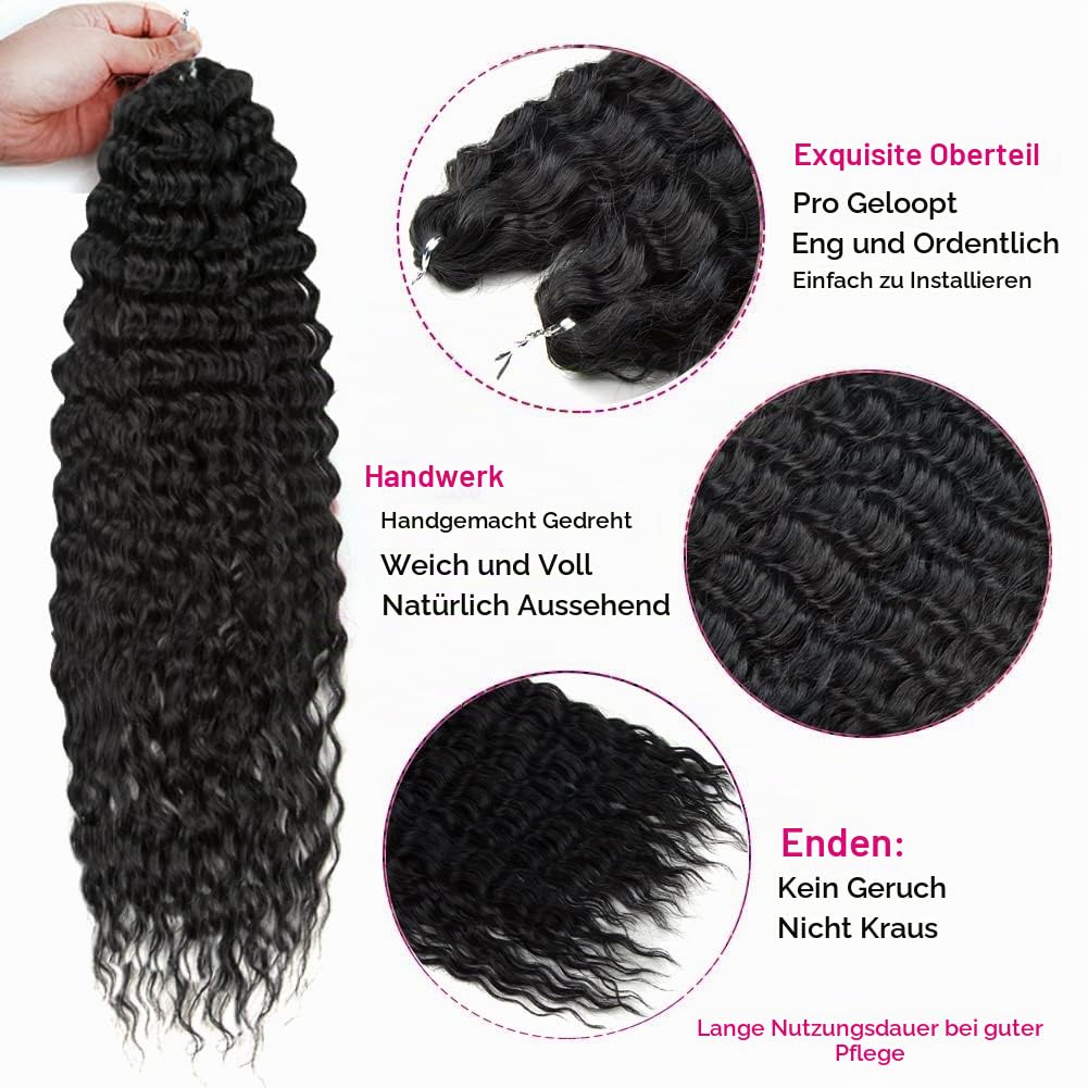 PORSMEER 22 Zoll 3 Packs Tief Twist Crochet Hair Schwarz für Butterfly Locs Crochet Braids Bohemian