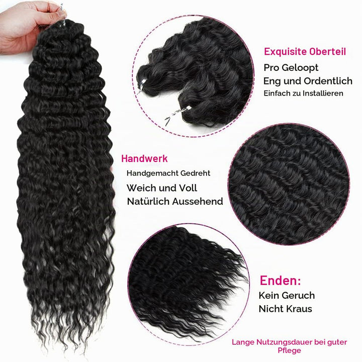 PORSMEER 22 Zoll 3 Packs Tief Twist Crochet Hair Schwarz für Butterfly Locs Crochet Braids Bohemian