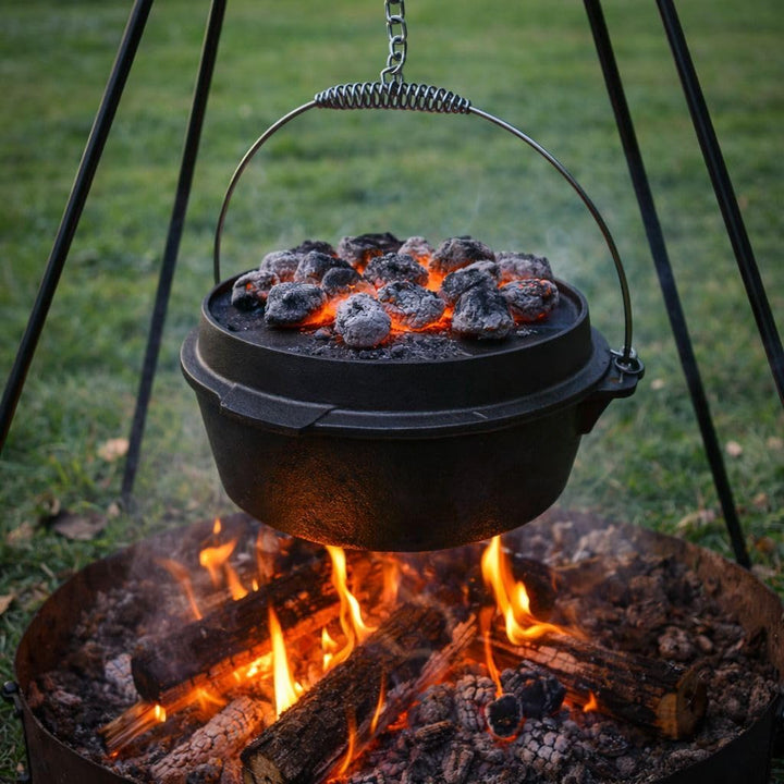 GEDA Grill Dutch Oven 9L ohne Füsse, Gusseisentopf Feuertopf aus Gusseisen, pre-seasoned Schmortopf