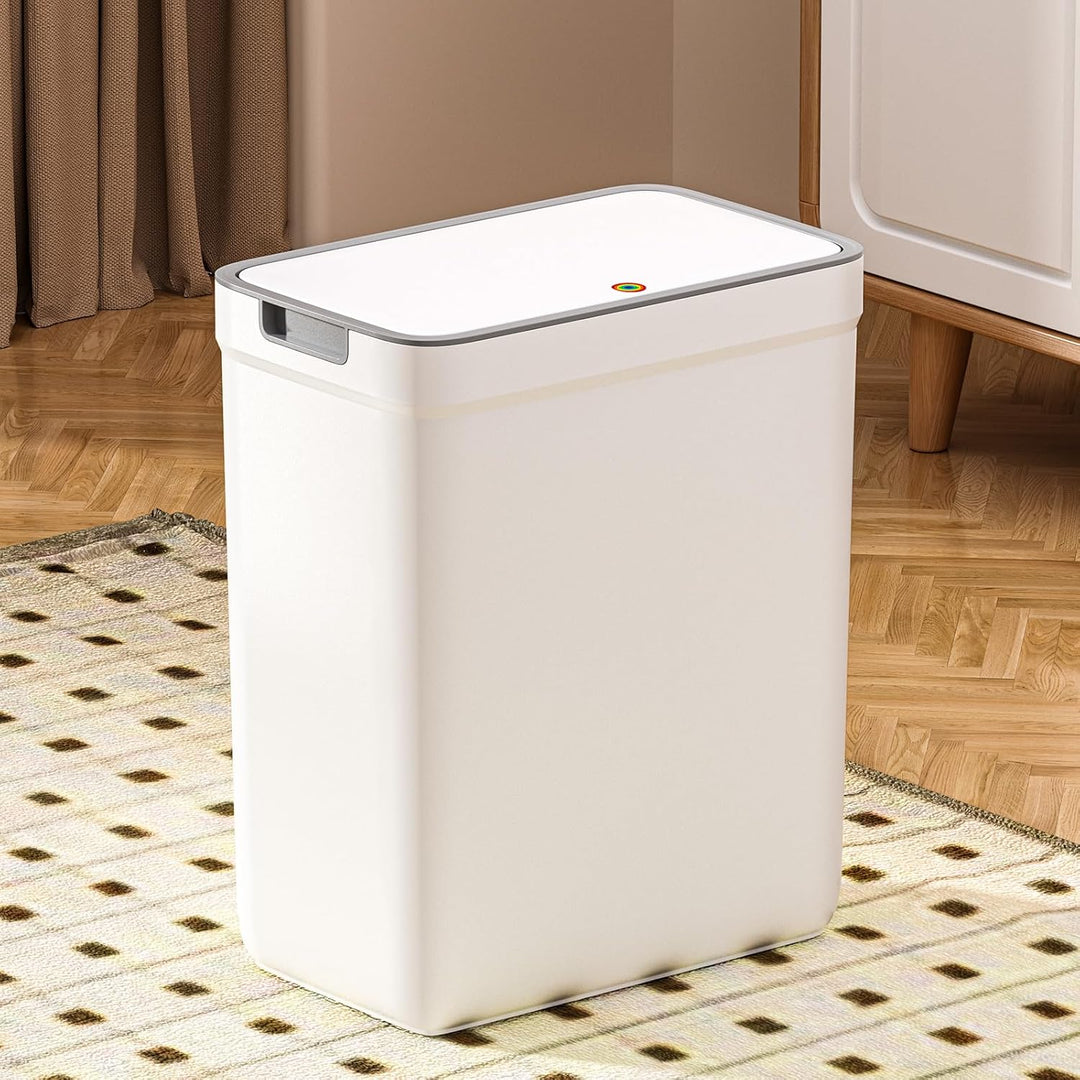 MOPUP Badezimmer-Mülleimer mit Deckel, 12.7 Liter/2,8 Gallonen, schmaler Mülleimer, Druckknopfdeckel