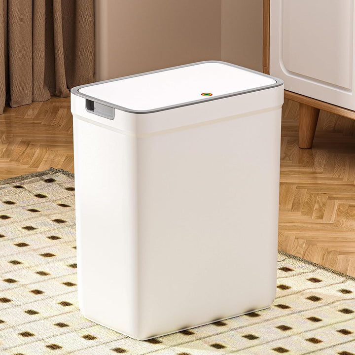 MOPUP Badezimmer-Mülleimer mit Deckel, 12.7 Liter/2,8 Gallonen, schmaler Mülleimer, Druckknopfdeckel