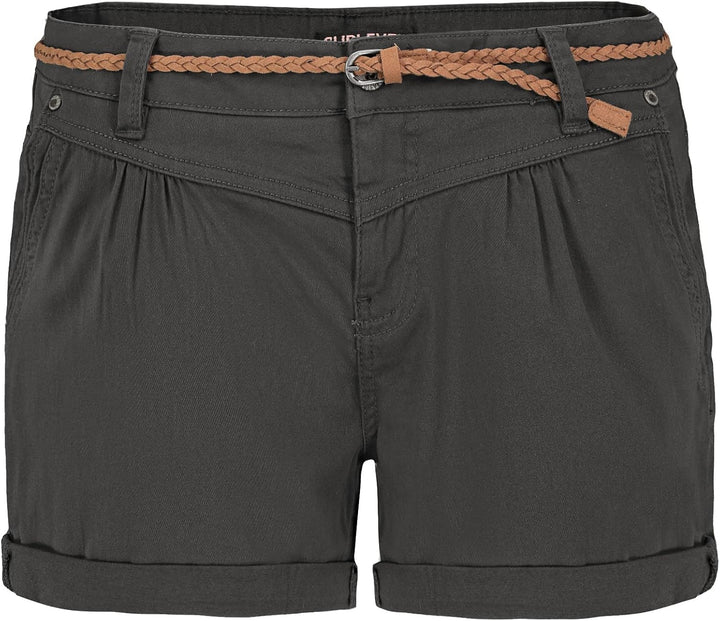 Sublevel Damen Kurze Hose Stretch-Shorts mit Flecht-Gürtel XS Dark-grey, XS Dark-grey