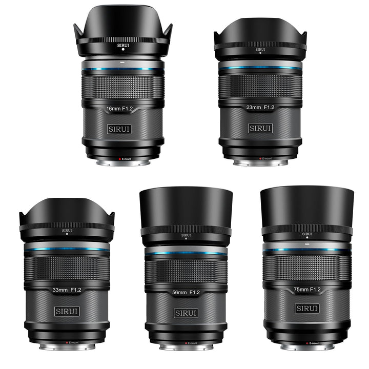 SIRUI Sniper 16mm, 23mm, 33mm, 56mm, 75mm Autofokus-Objektiv-Set, F1.2 Weitwinkel APS-C Kameraobjekt
