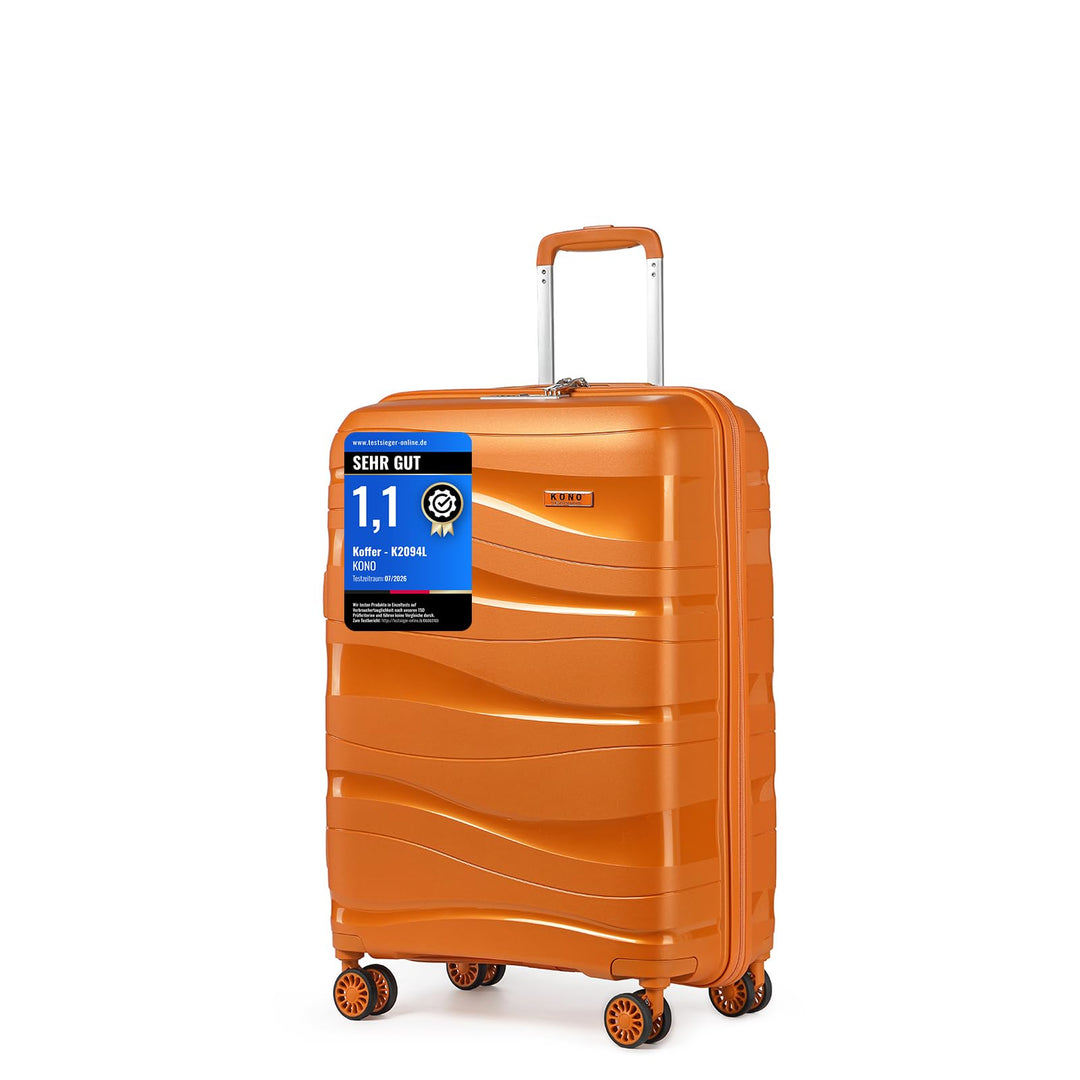 KONO Handgepäckkoffer 56cm Leicht Reisekoffer aus Polypropylen Hartschale Koffer mit 4 Rollen und TS
