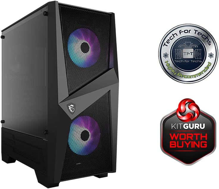 MSI MAG FORGE 100R Mid-Tower ATX Gehäuse (2x USB 3.1 Anschluss, 2x 120mm A-RGB Fan und 1x 120mm Fan