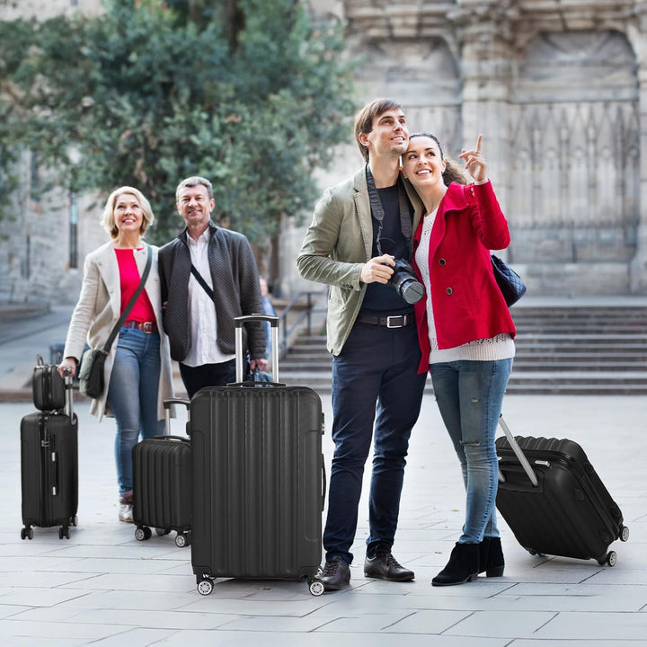 LALAHO Kofferset 5 teilig, Reisekoffer Set mit Kosmetikkoffer, Hartschalen Koffer Set aus ABS, Gepäc