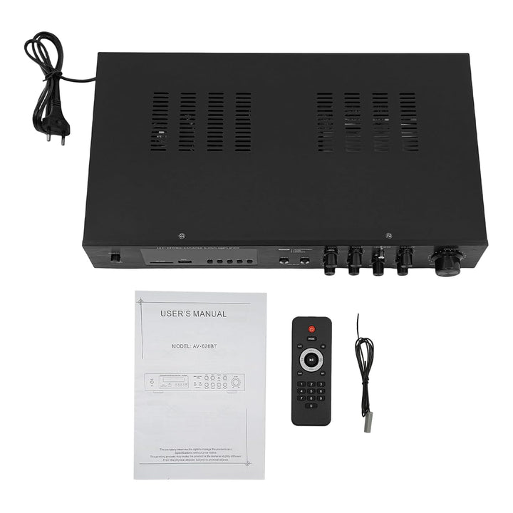 HiFi Audio Verstärker 5,1 Kanäle Bluetooth FM für Heimkino | 2 Mikrofoneingänge, SD USB RCA AUX 5.0