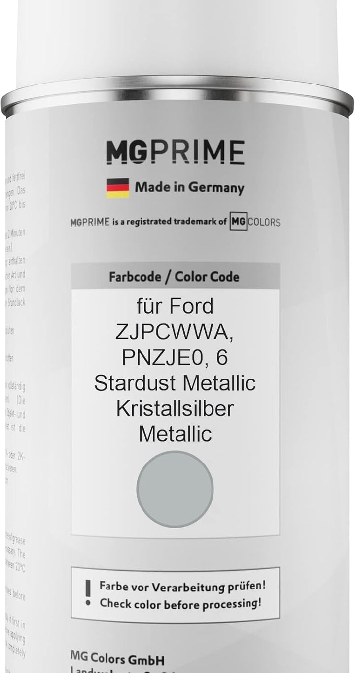 MG PRIME Autolack Sprühdosen Set für Ford ZJPCWWA / PNZJE0 / 6 Stardust Metallic/Kristallsilber Meta