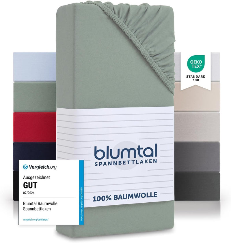 Blumtal® Spannbettlaken 160x200cm Basics Jersey im 2er Set - Bettbezug 160x200 cm aus 100% Baumwolle