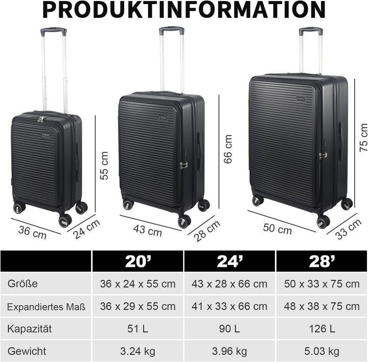 Erweiterbares Hartschalenkoffer Set, mit deutschem Polycarbonat hergestellt, 3-teilig, Spezielles Fr