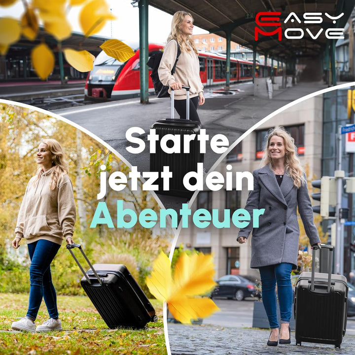 Easy Move Handgepäck Koffer Trolley 54x35x20cm - Reisekoffer 4 Rollen 360° drehbar | Suitcase Carry