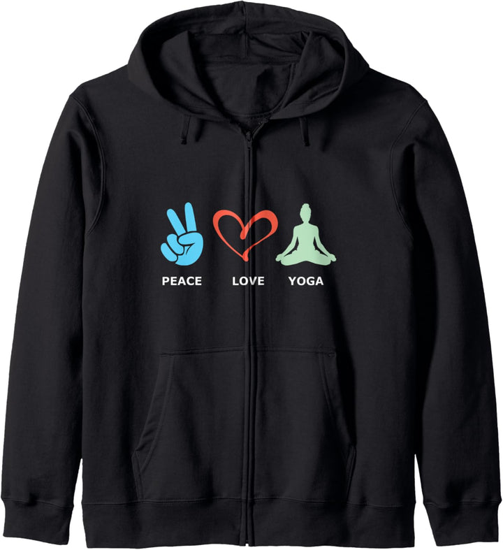 Peace Love Yoga Frieden Liebe Meditation Zen Meditieren Kapuzenjacke