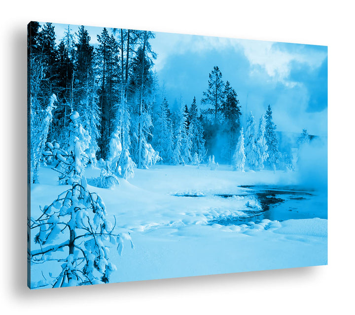 deyoli erstaunliche Schneelandschaft Format 80x60 Effekt: Monocrome Blau als Leinwandbild, Motiv fer