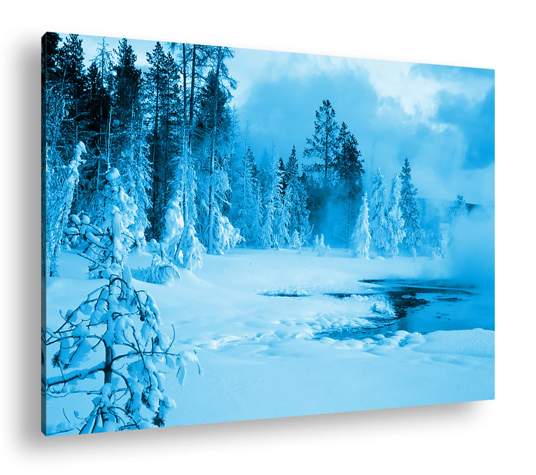 deyoli erstaunliche Schneelandschaft Format 100x70 Effekt: Monocrome Blau als Leinwandbild, Motiv fe