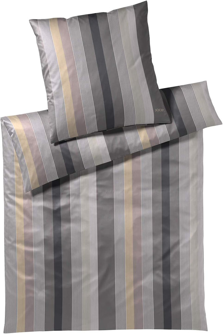 Joop! Bettwäsche Stripes Stone 1 Bettbezug 155 x 220 cm + 1 Kissenbezug 80 x 80 cm, 1 Bettbezug 155